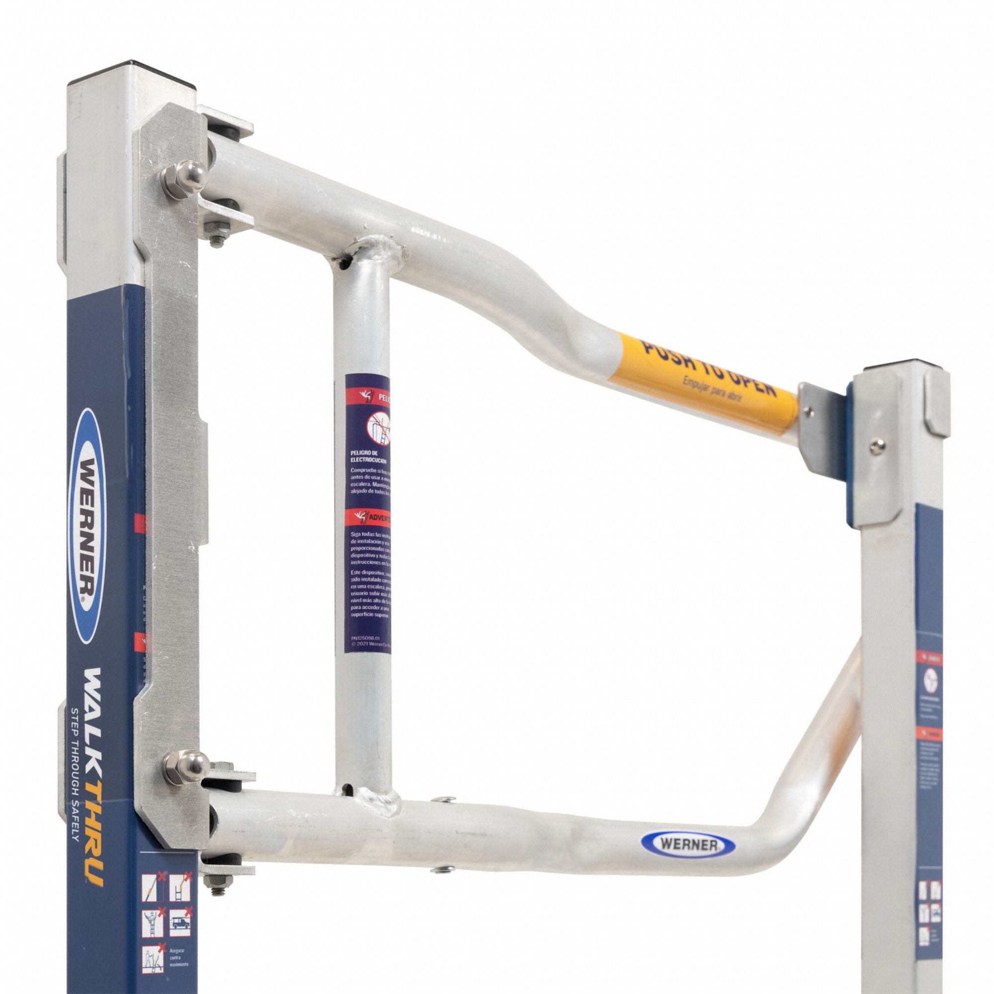 Extension Ladder WalkThru Gate: For Extension Ladders, 14 in Overall Ht, Aluminum