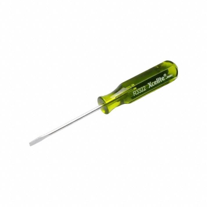 Pocket Clip Screwdriver: Vanadium Steel, 3/32 in Tip Size, Std Lg, 4 1/4 in Overall Lg