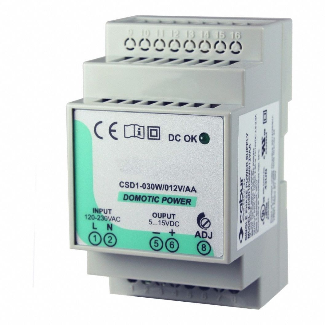 DC Power Supply: DIN Rail, 4 W_4.1 W Output Power - Rated, 2.5 A Current - Output, Plastic