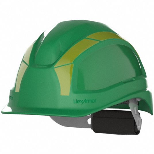 Safety Helmet,HDPE,Green,6-3/8 to 8 Size - Grainger