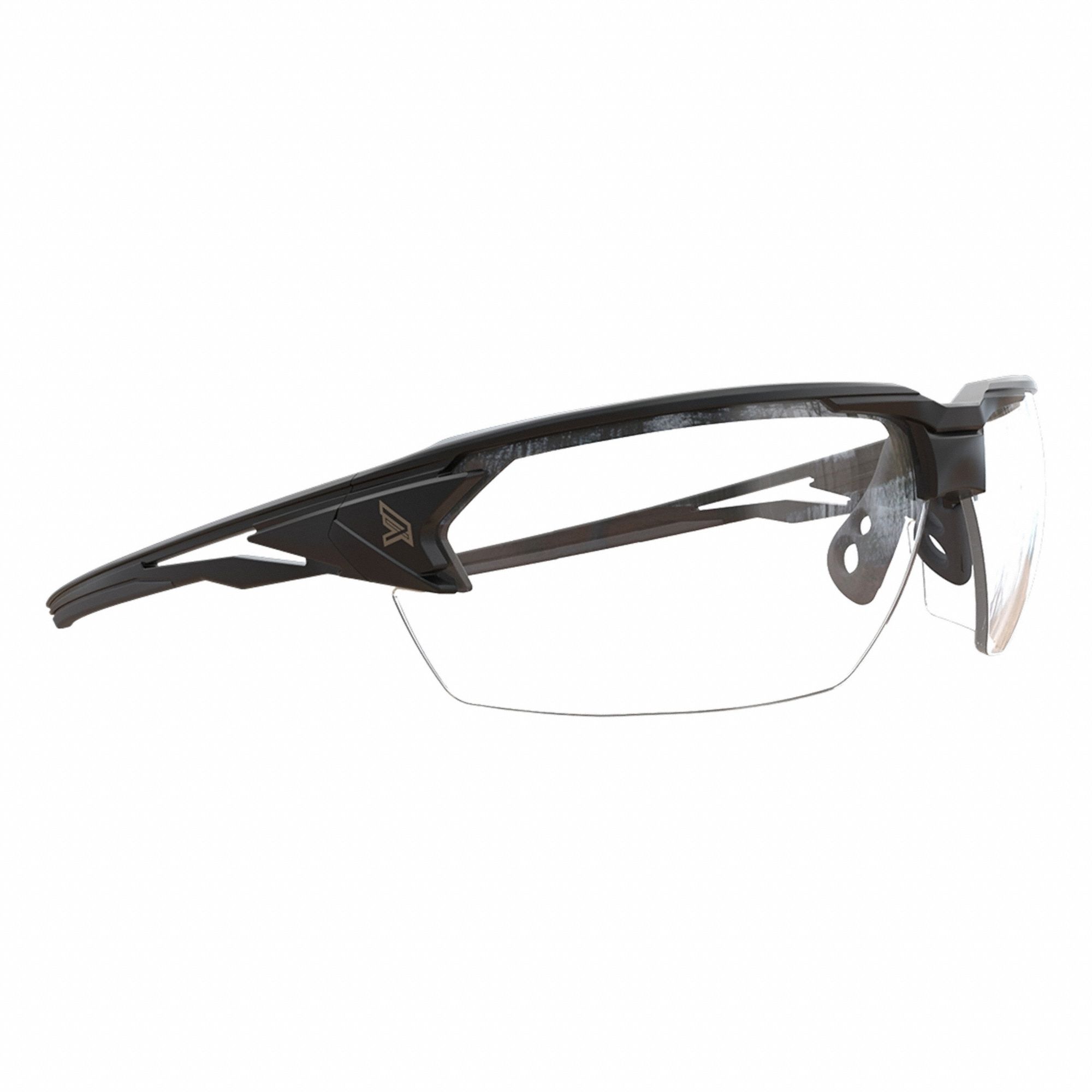 Safety Glasses: Clear Lens, Half-Frame, Vapor Shield, Metal Detectable, Black Frame