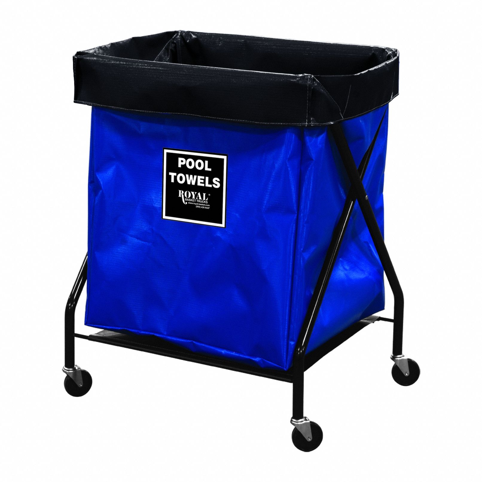 X-Frame Hamper: Vinyl Liner, Blue, (4) Swivel, 9.5 cu ft Total Volume, Steel