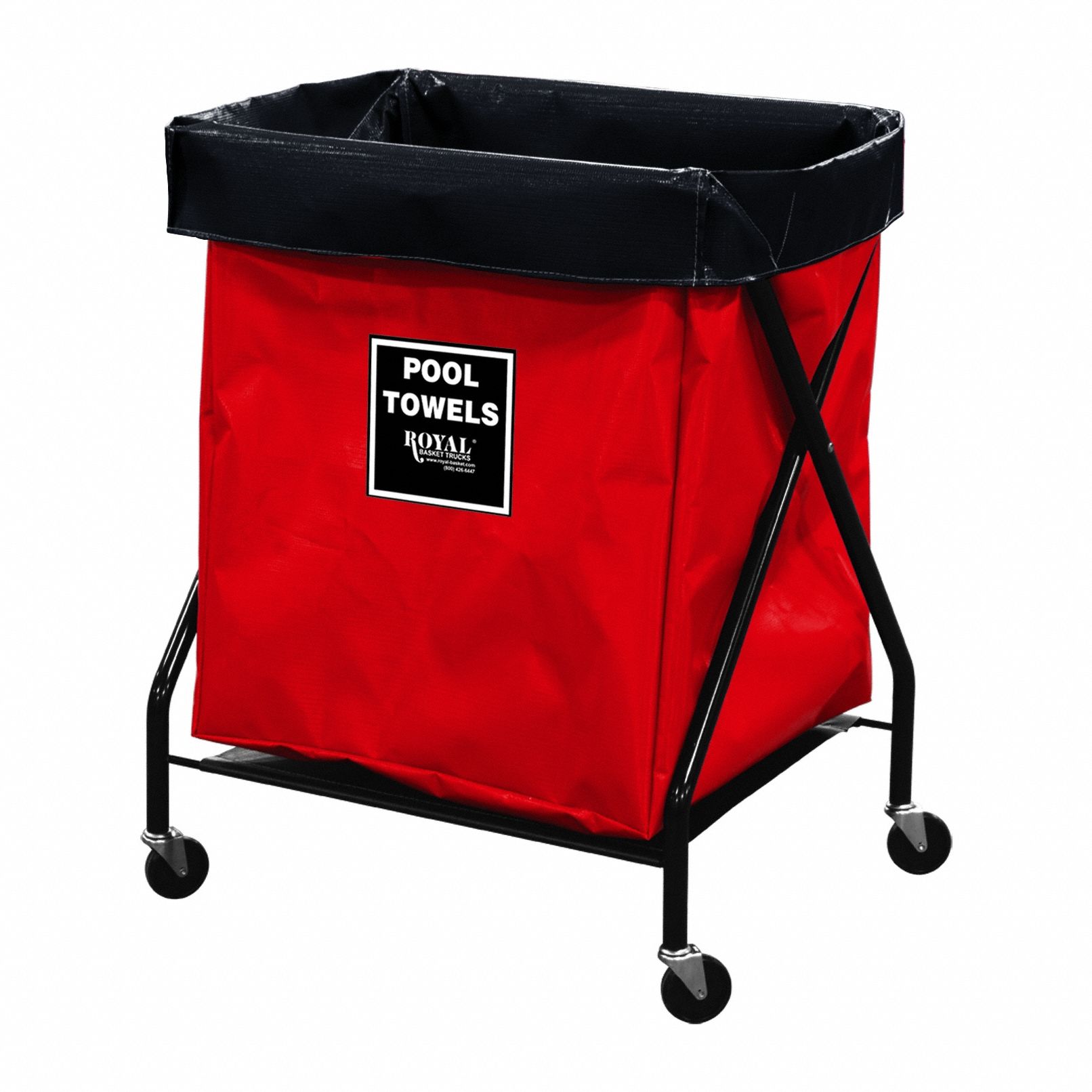 X-Frame Hamper: Vinyl Liner, Red, (4) Swivel, 7.6 cu ft Total Volume, Steel