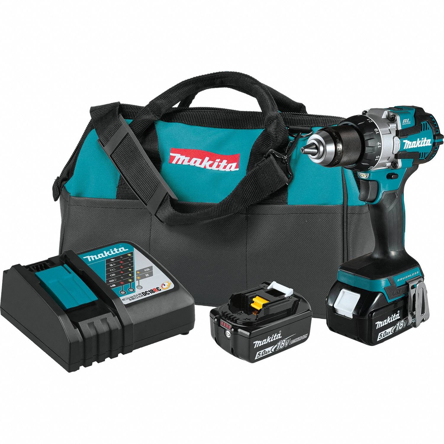MAKITA Lxt Compact Brushless 1/2" Hammer Dr 18V: 18V DC, Compact, 1/2 in Chuck, 2 Speeds, 970 in-lb (MPN XPH16T). Key specifications — attr1256163: 2; attr1256171: (2) 5.0 Ah; attr1256172: Yes.