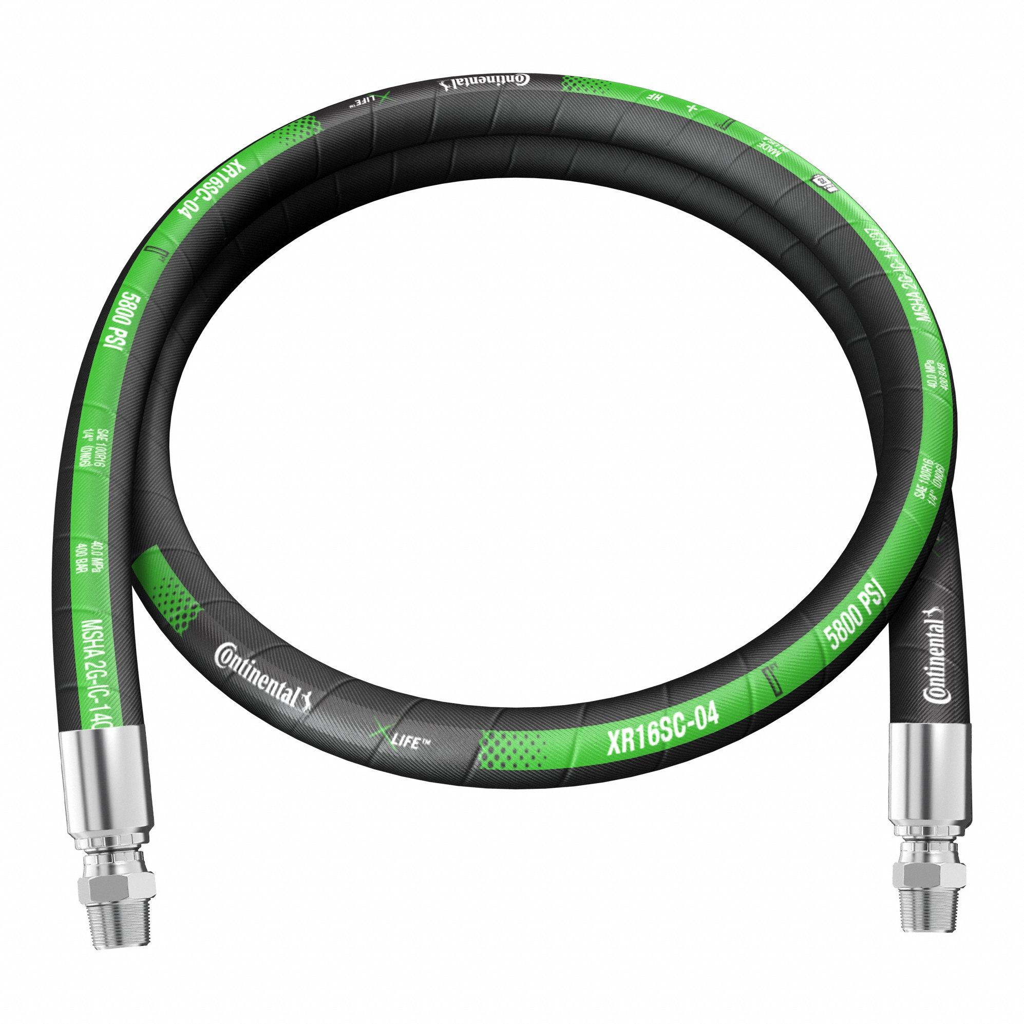 Hydraulic Hose Assembly: 1/4 in ID, MNPTF Swivel x MNPTF Swivel, 10 ft Lg, Black, NBR