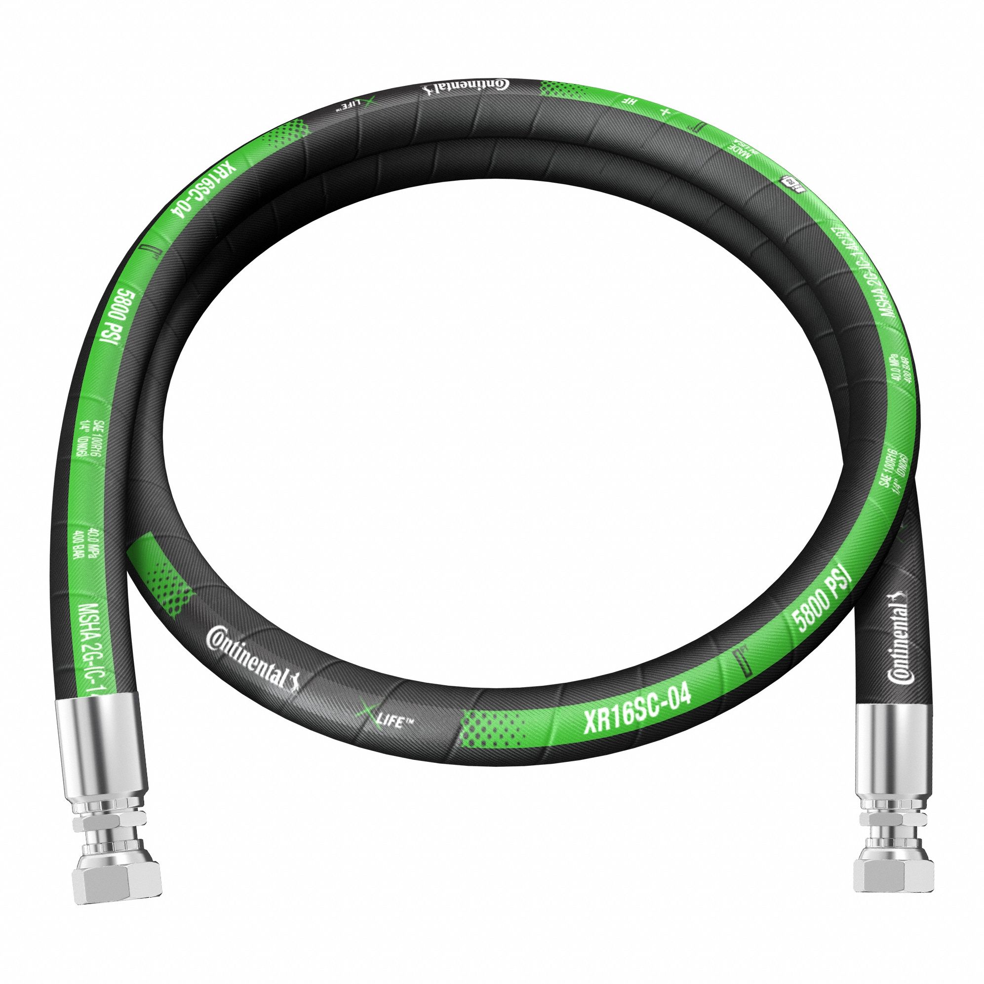 Hydraulic Hose Assembly: 1/4 in ID, FORFS x FORFS, 10 ft Lg, Black, 1/4 in x 1/4 in Fitting Size