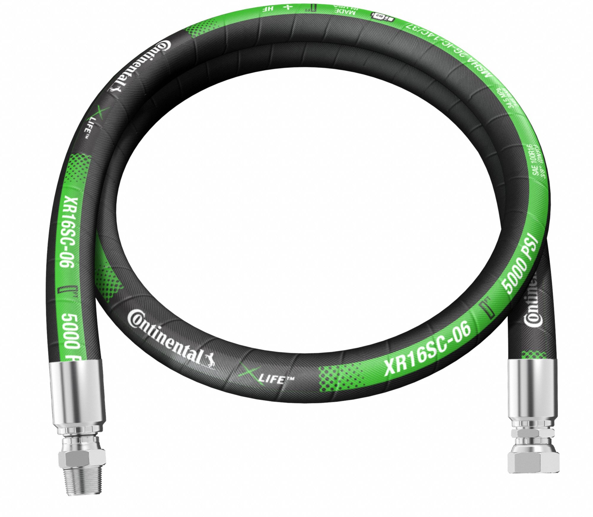 Hydraulic Hose Assembly: 3/8 in ID, MNPTF Swivel x FJIC 37°, 10 ft Lg, Black, NBR