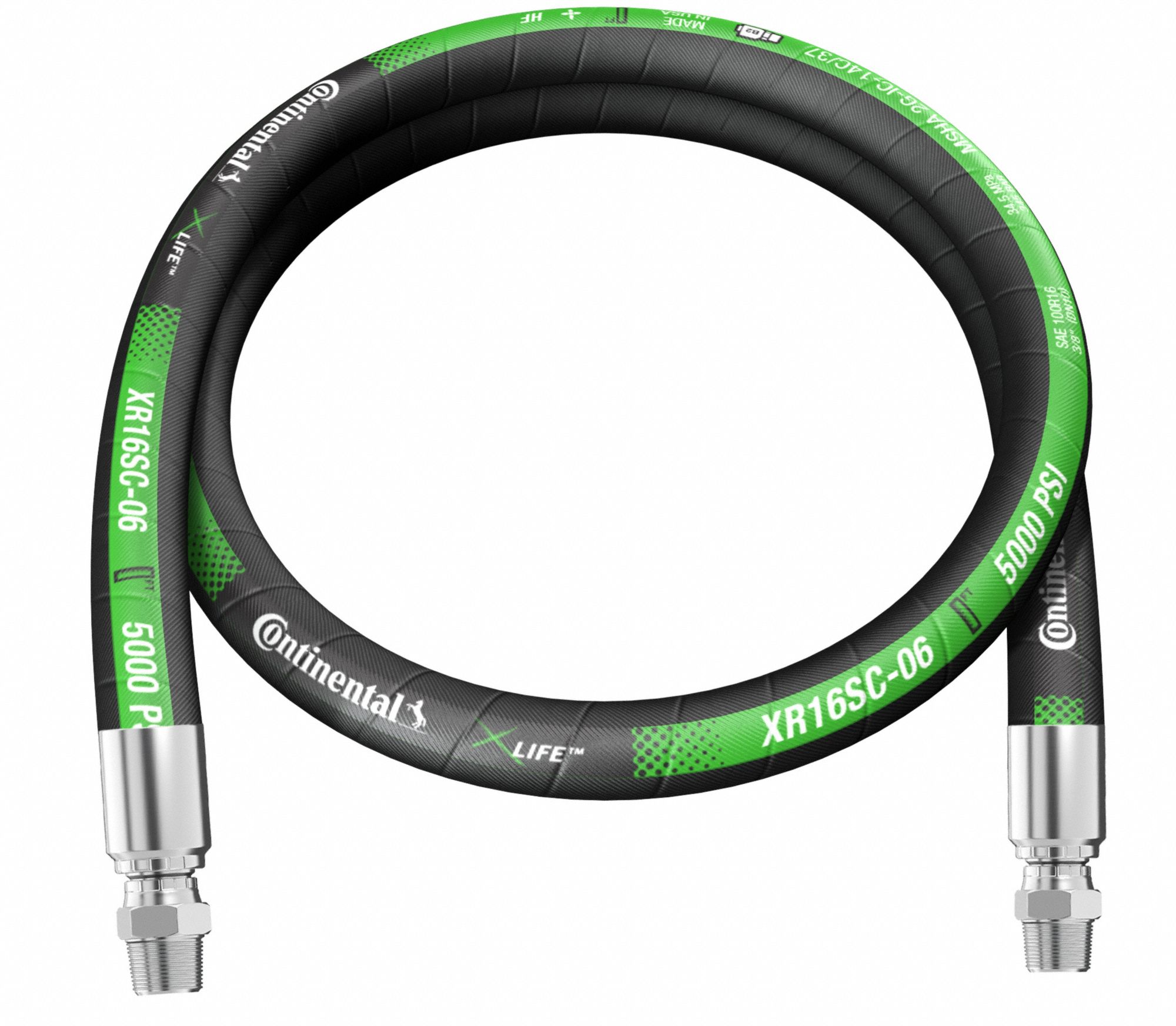 Hydraulic Hose Assembly: 3/8 in ID, MNPTF Swivel x MNPTF Swivel, 10 ft Lg, Black, NBR