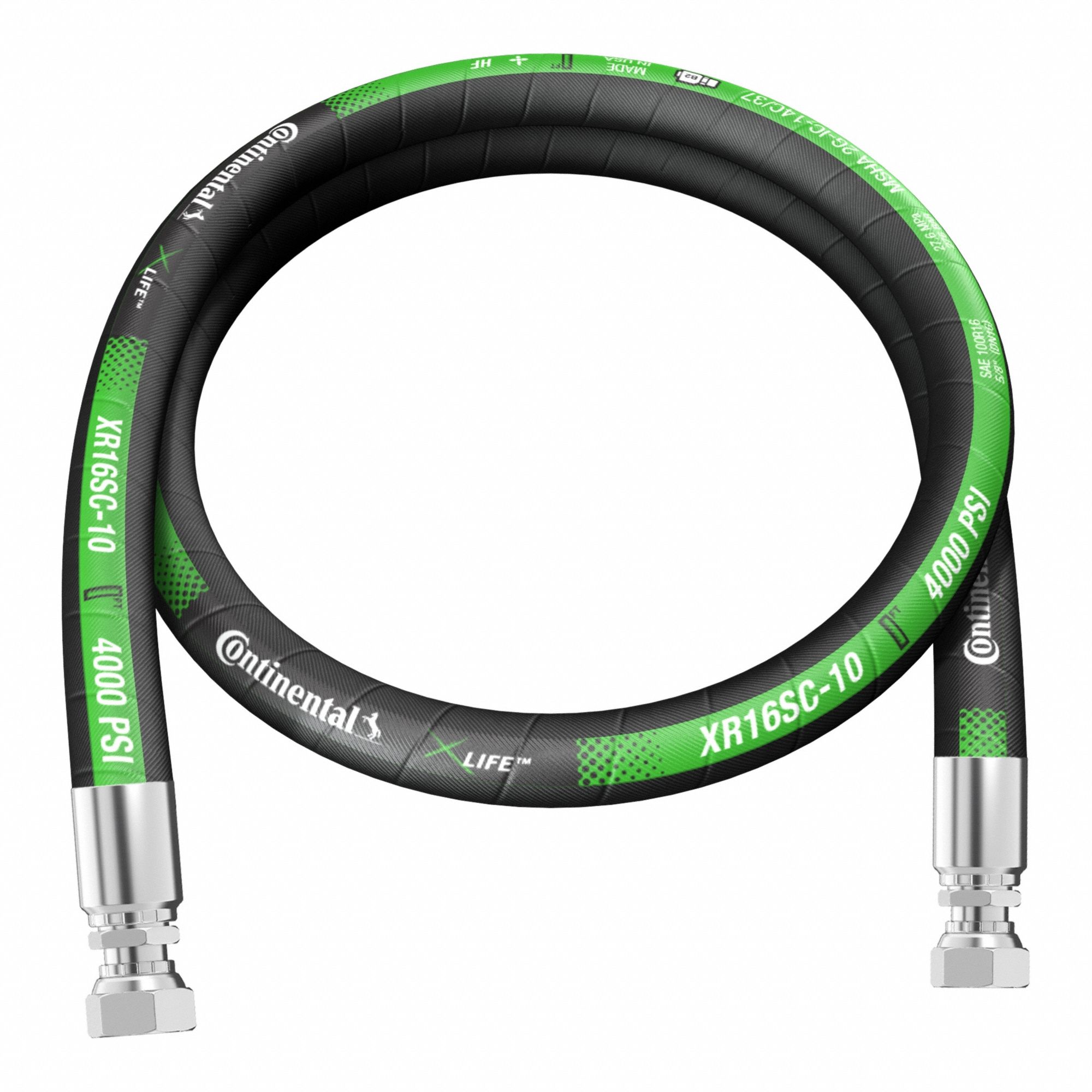 Hydraulic Hose Assembly: 5/8 in ID, FORFS x FORFS, 10 ft Lg, Black, 5/8 in x 5/8 in Fitting Size