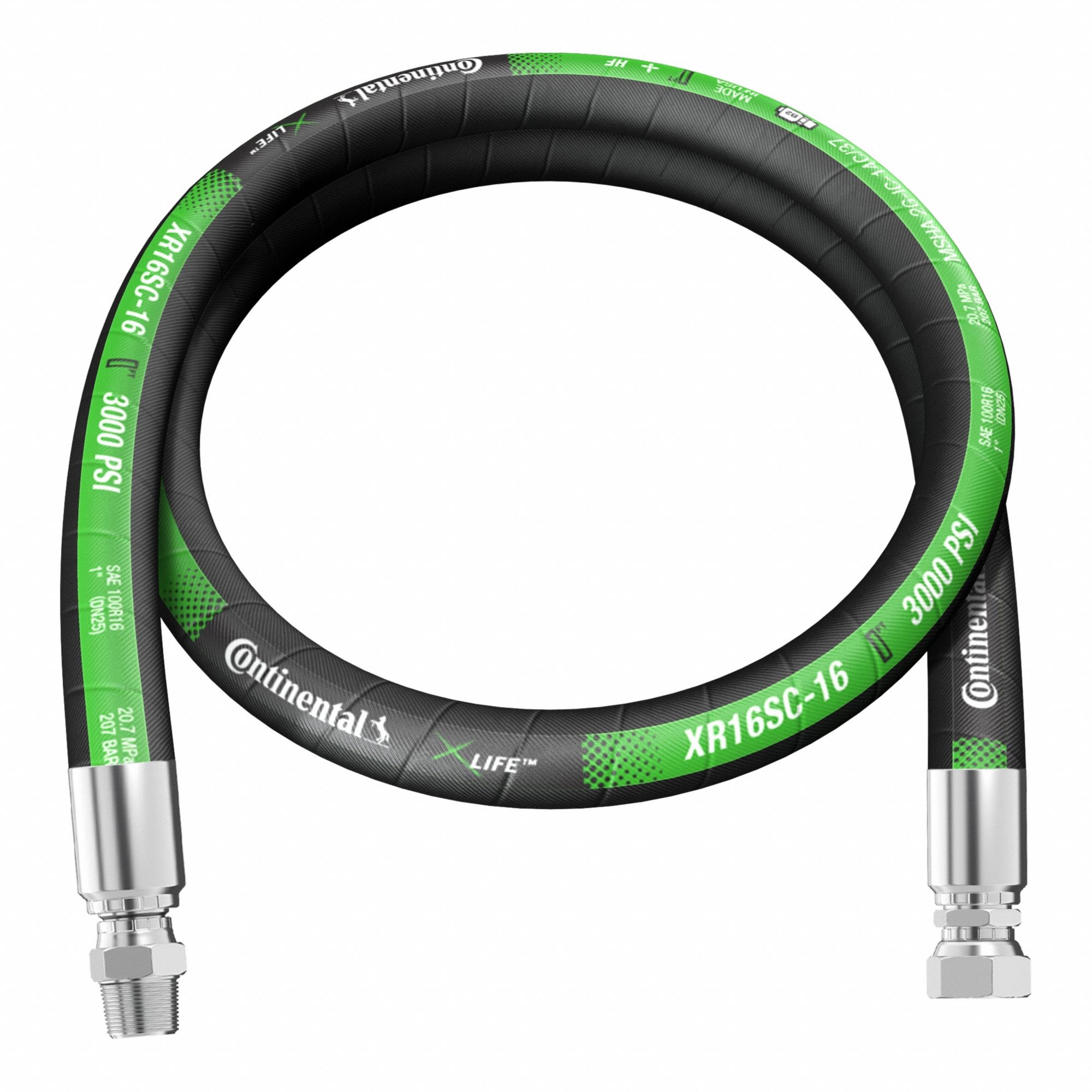 Hydraulic Hose Assembly: 1 in ID, MNPTF Swivel x FJIC 37°, 10 ft Lg, Black, 1 in x 1 in Fitting Size