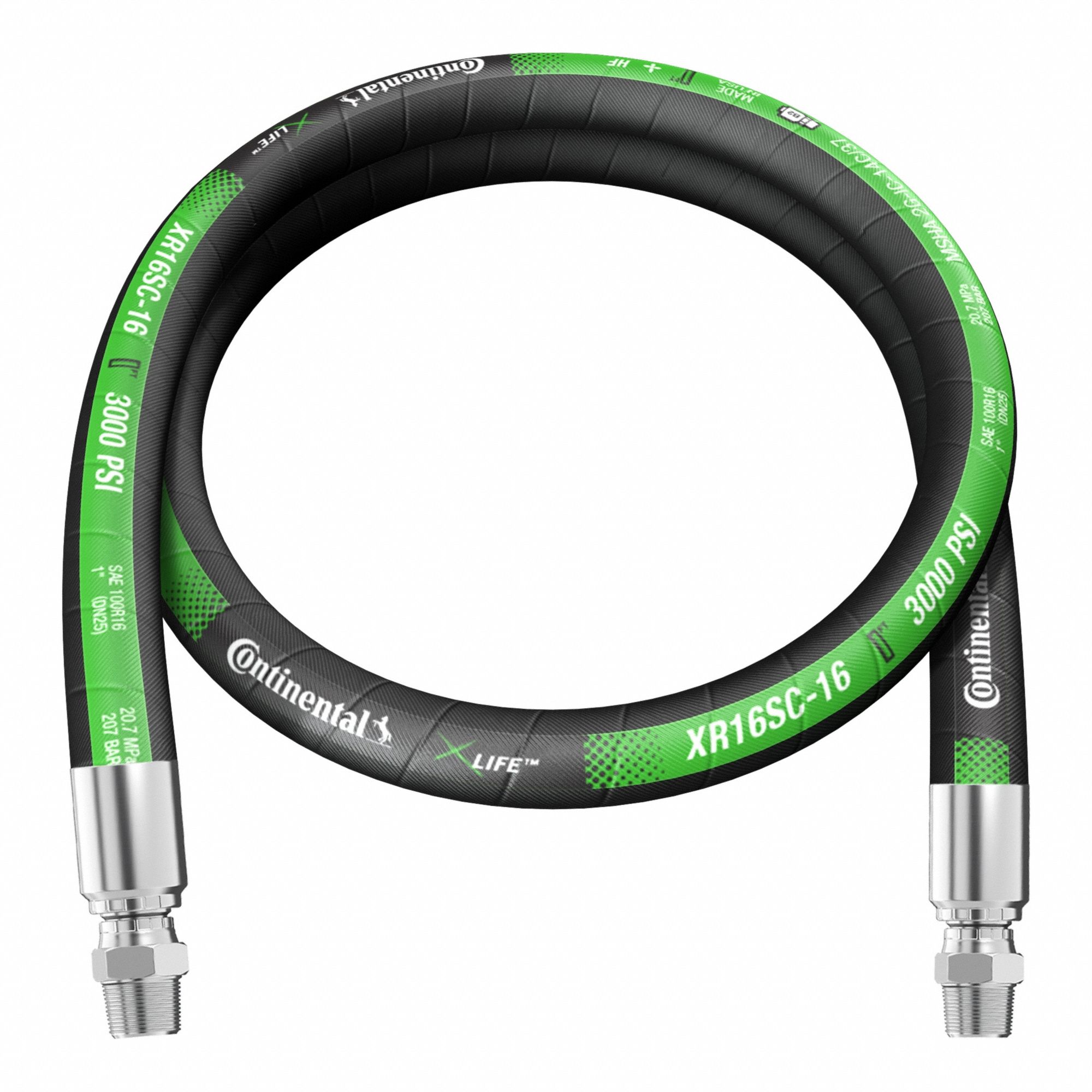 Hydraulic Hose Assembly: 1 in ID, MNPTF Swivel x MNPTF Swivel, 10 ft Lg, Black, NBR