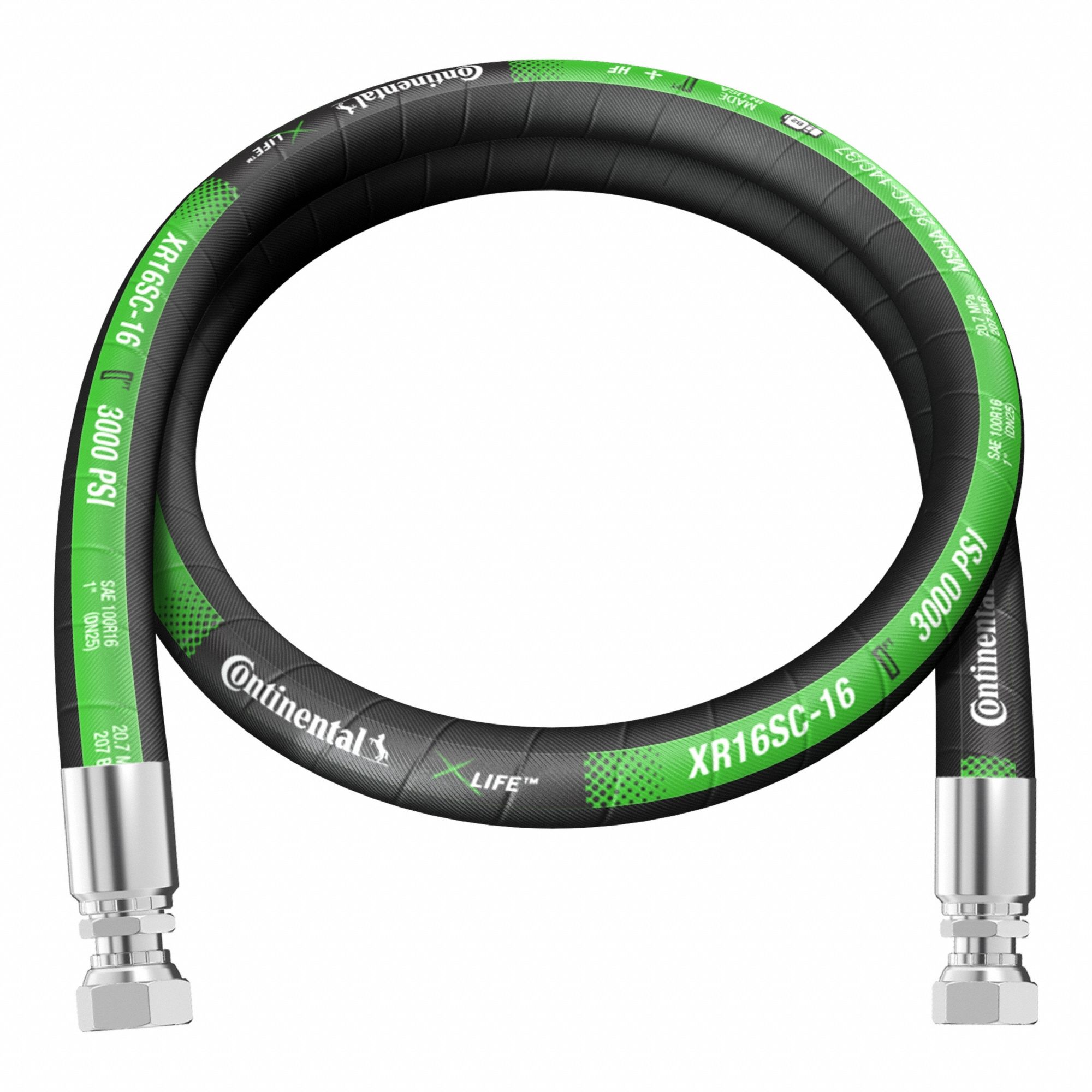 Hydraulic Hose Assembly: 1 in ID, FORFS x FORFS, 10 ft Lg, Black, 1 in x 1 in Fitting Size, NBR