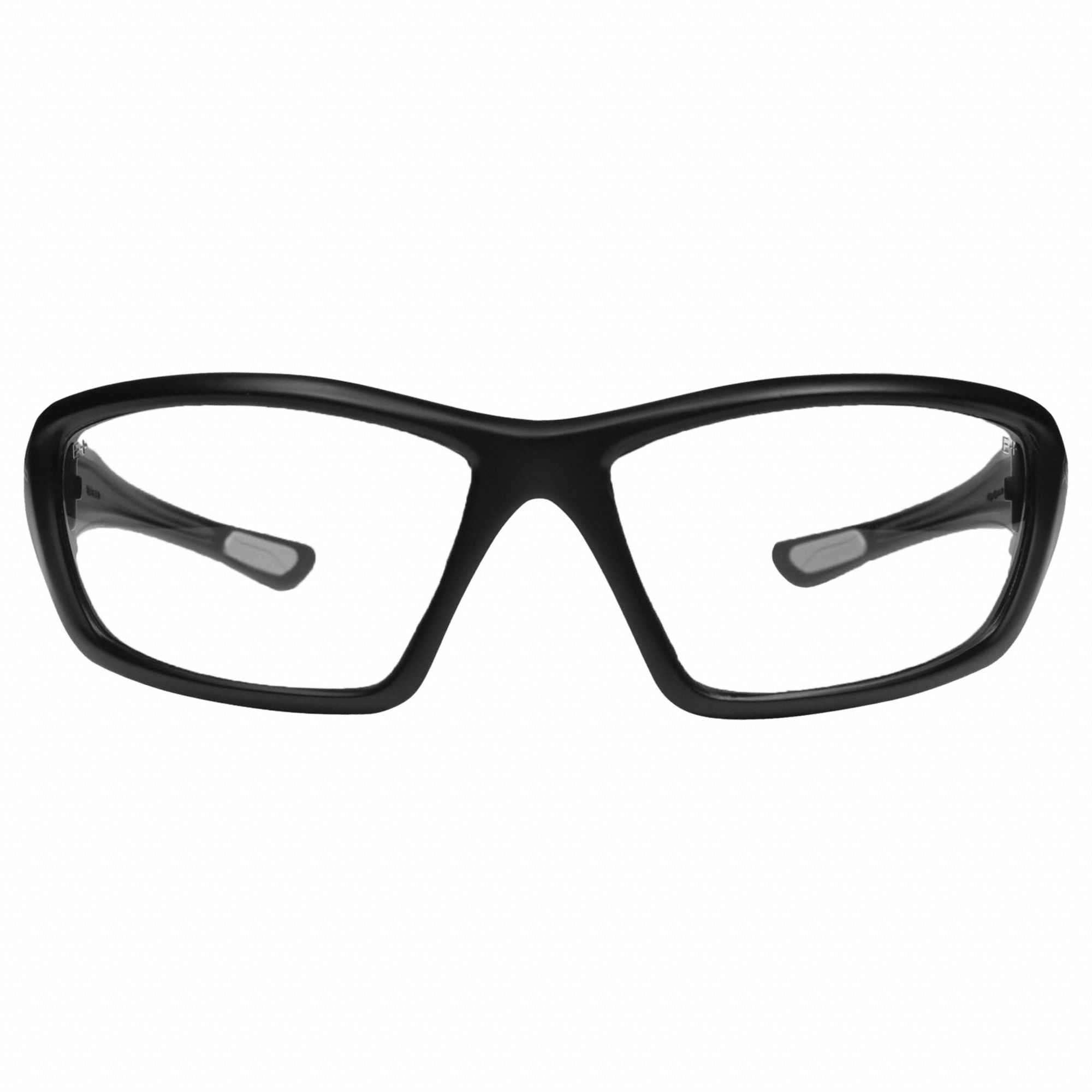 Safety Glasses: Clear Lens, Full-Frame, Vapor Shield, Metal Detectable, Black Frame