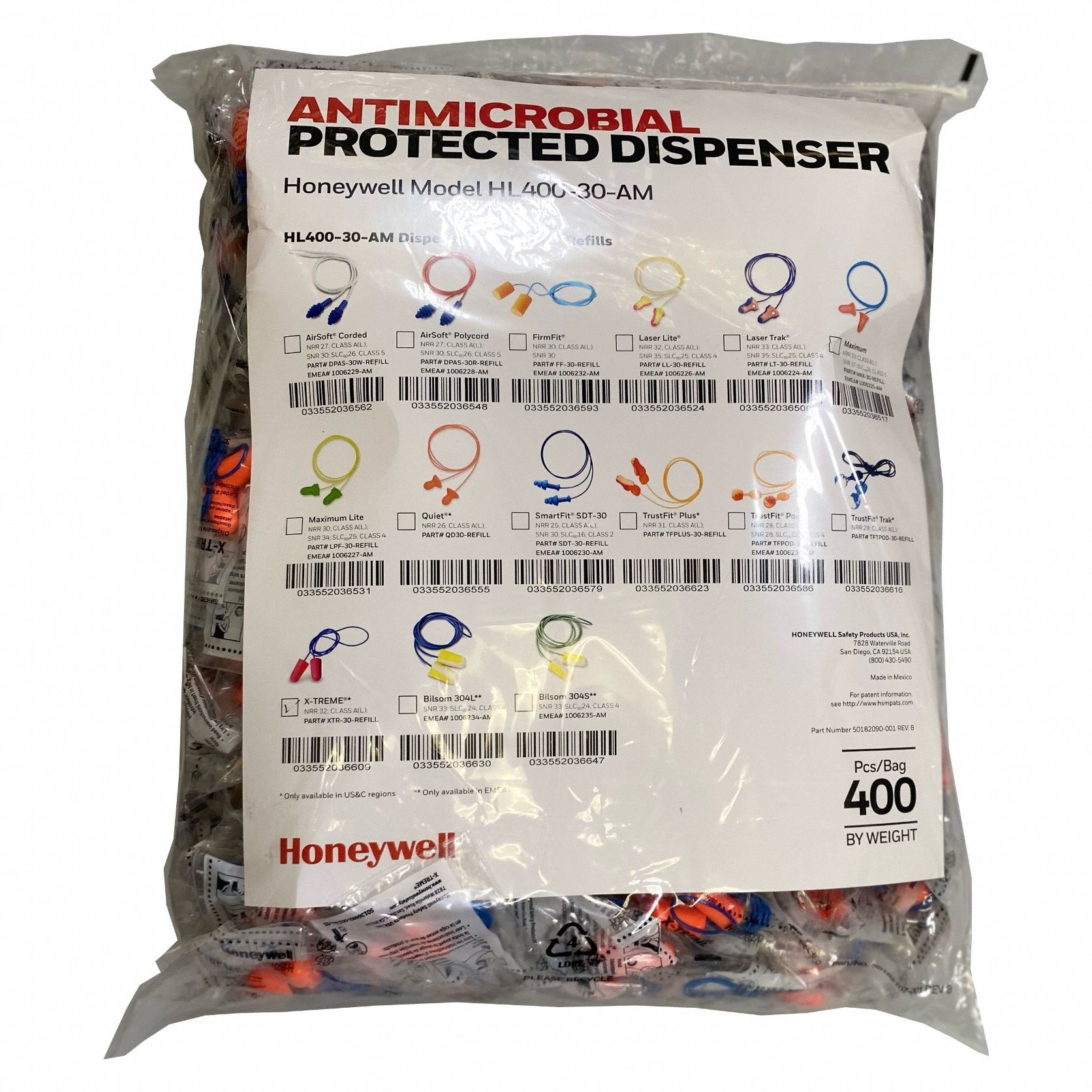 Earplug Dispenser Refill: Dispenser Refill, Bullet, 32 dB NRR, Corded, Red, 2, 000 PK