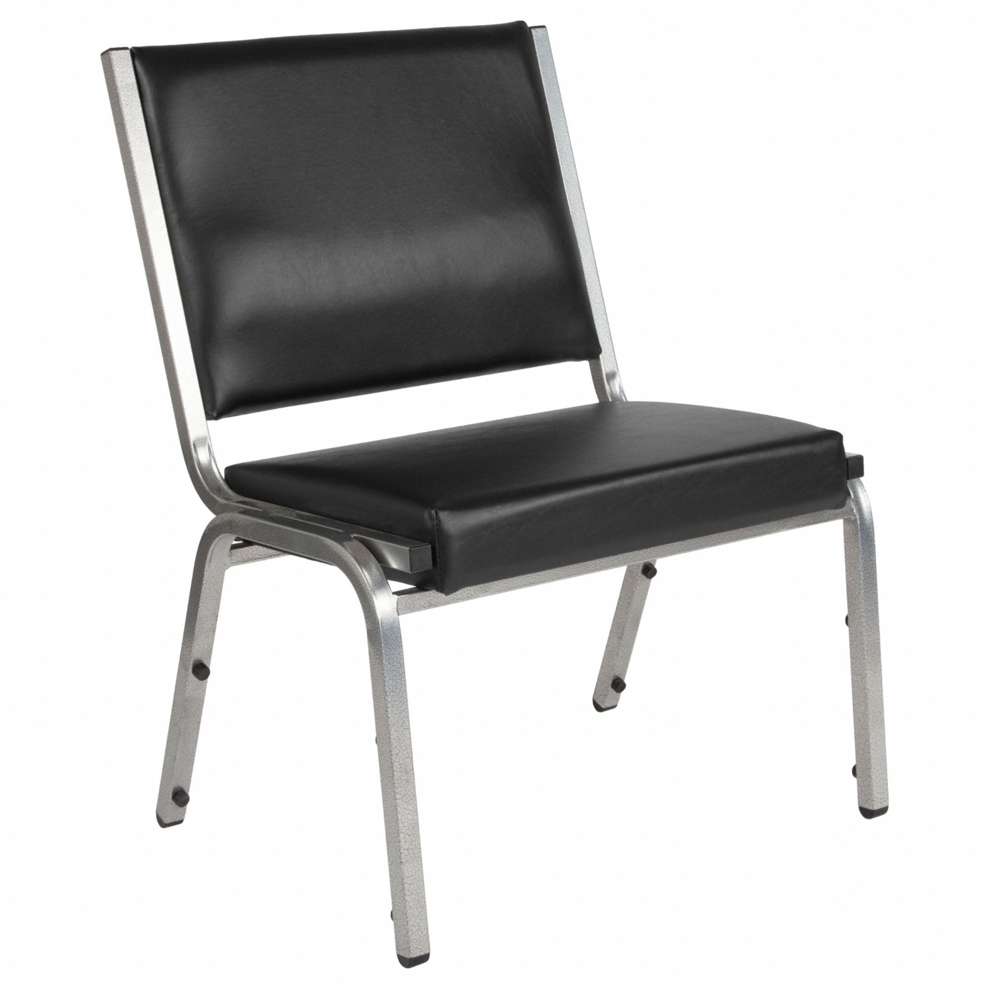 Frame Chair: Black, Silver Vein, 4 Casters/Glides, 26 1/2 in Overall Wd, Vinyl