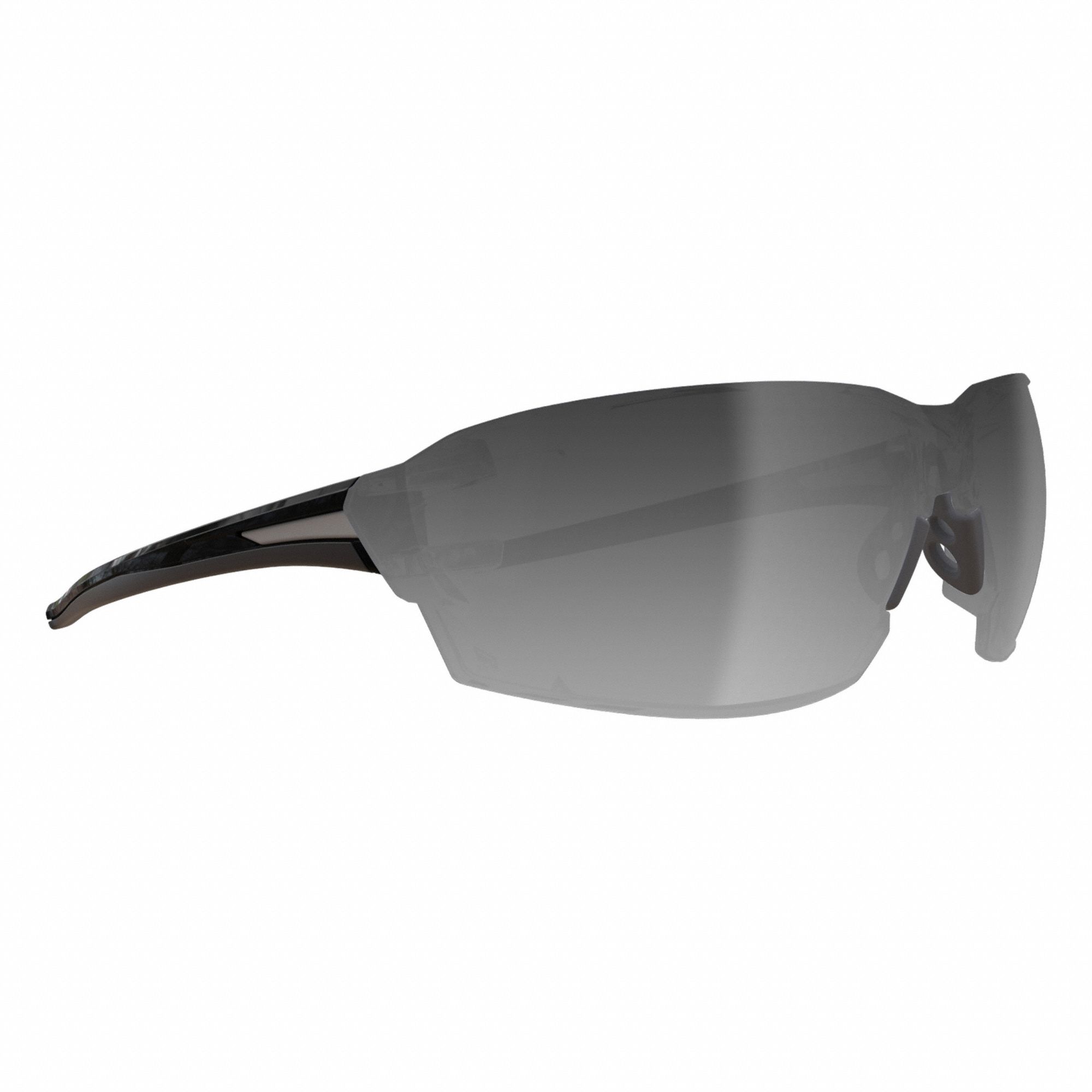 Safety Glasses: Silver Lens, Full-Frame, Mirrored, Metal Detectable, Black Frame