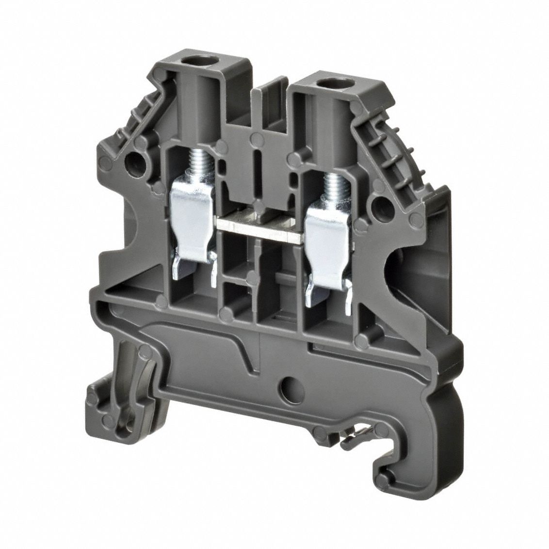 Terminal Block: DIN Rail Mounting Type, Screw-On Wire Termination, 2 Wire Terminals, 20 A
