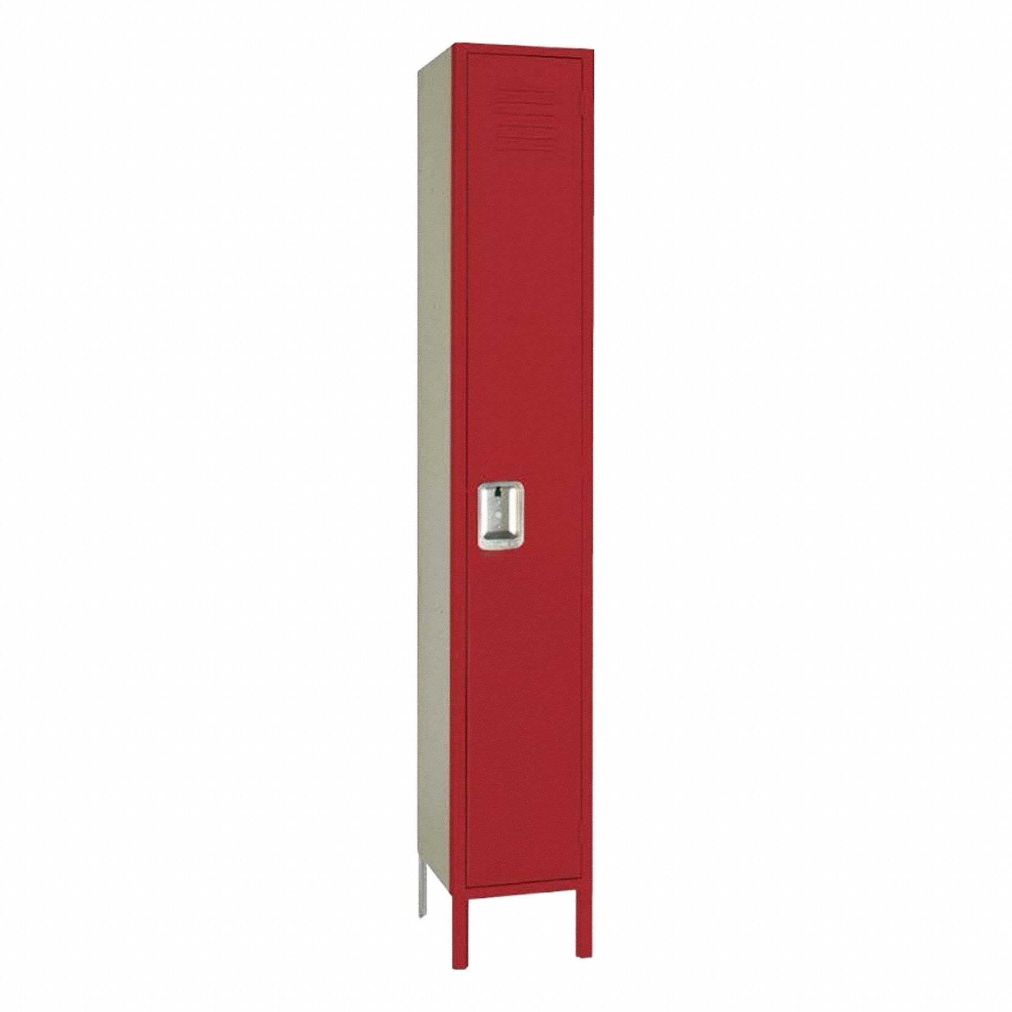 Wardrobe Locker: 18 in x 18 in x 78 in, Louvered, 1 Tiers, 1 Units Wide, Padlock Hasp, Red, Red