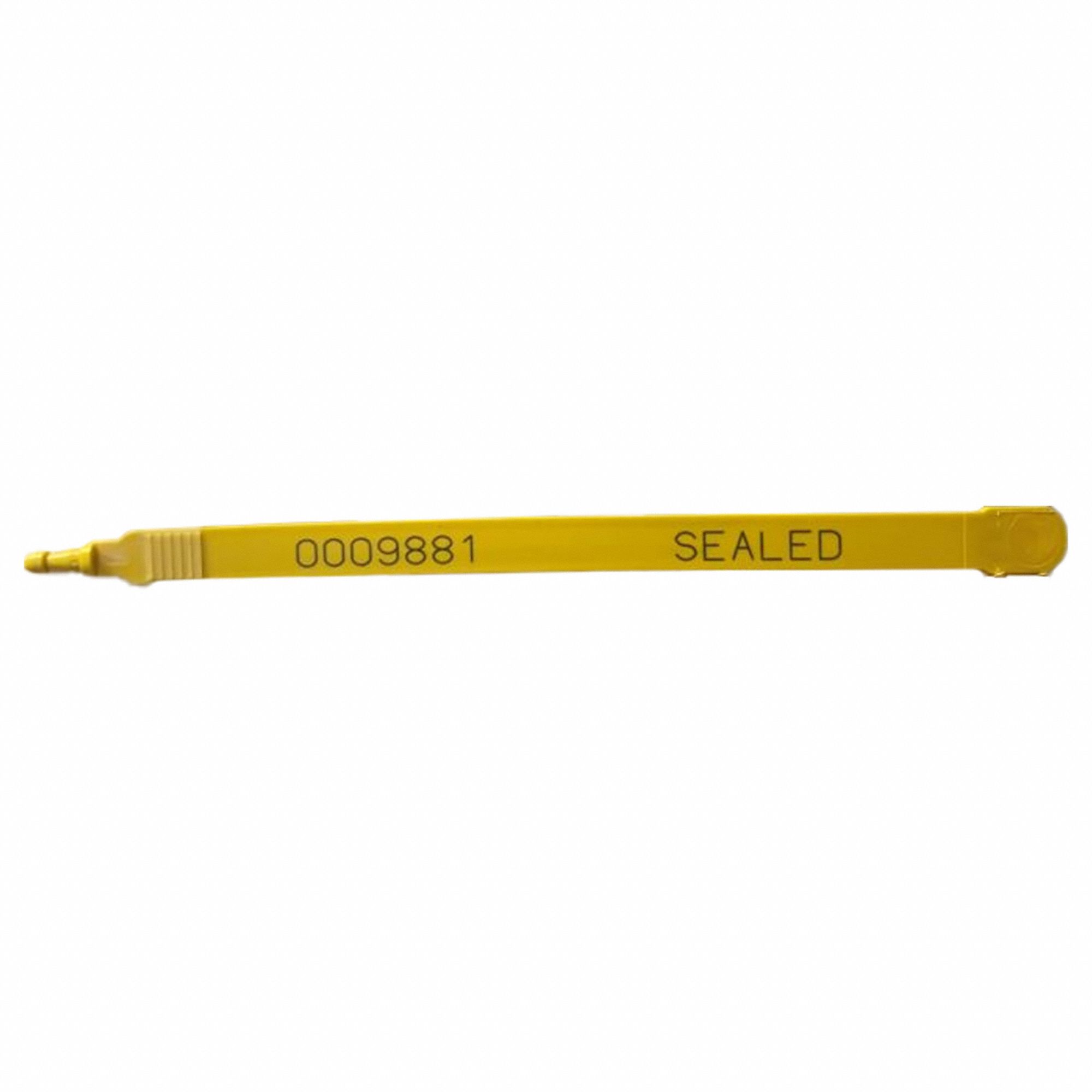 Strap Seals: Yellow, Plastic, 7 1/2 in Strap Lg, 1/4 in Strap Wd, 60 lb Breaking Strength, 1, 000 PK