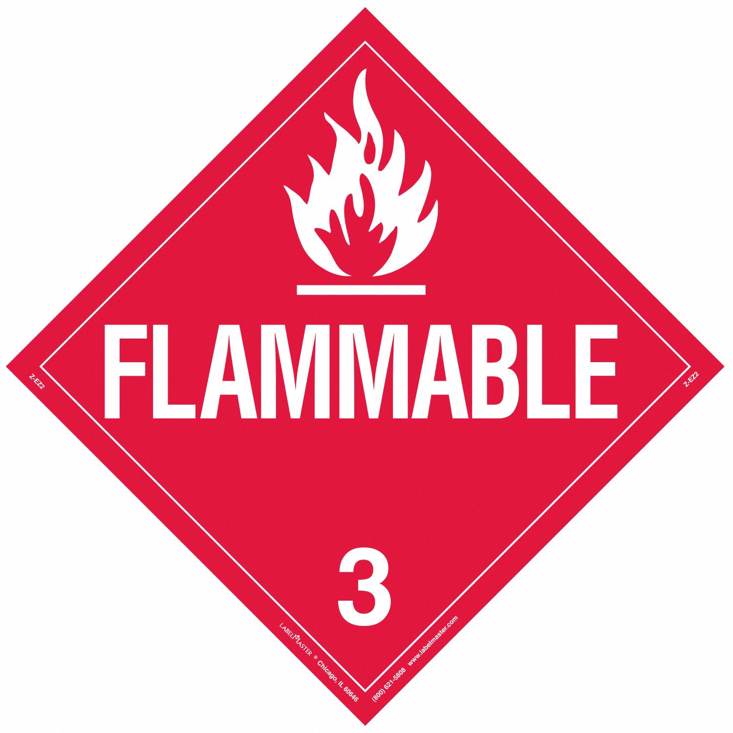 Flammable Liquid Placard: Flammable, 10 3/4 in x 10 3/4 in, 10 3/4 in Label Ht, 25 PK
