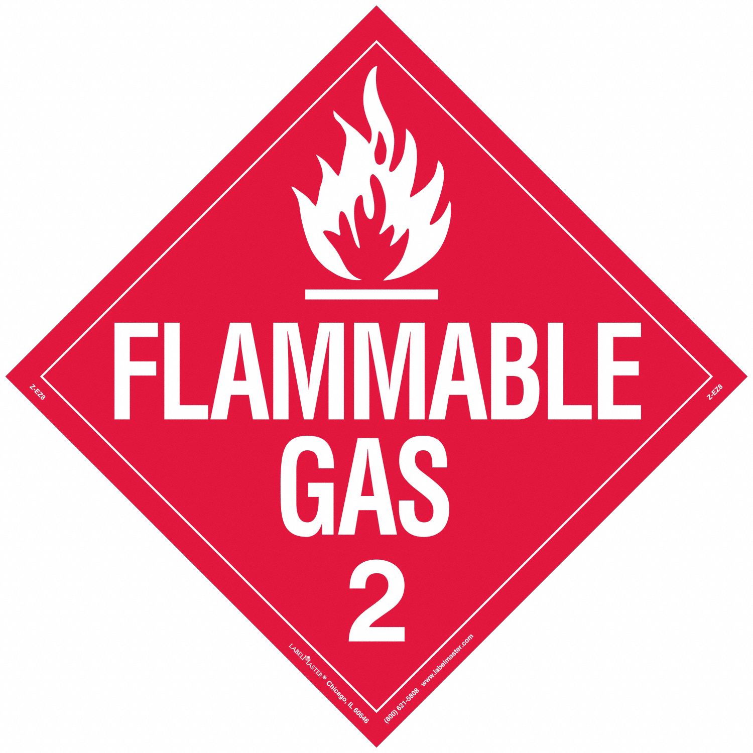 Flammable Gas Placard: Flammable Gas, 10 3/4 in x 10 3/4 in, 10 3/4 in Label Ht, 25 PK