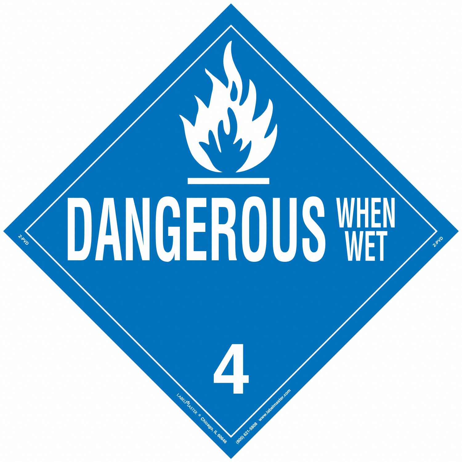 Dangerous When Wet Placard: Dangerous When Wet, 10 3/4 in x 10 3/4 in, Vinyl, 25 PK