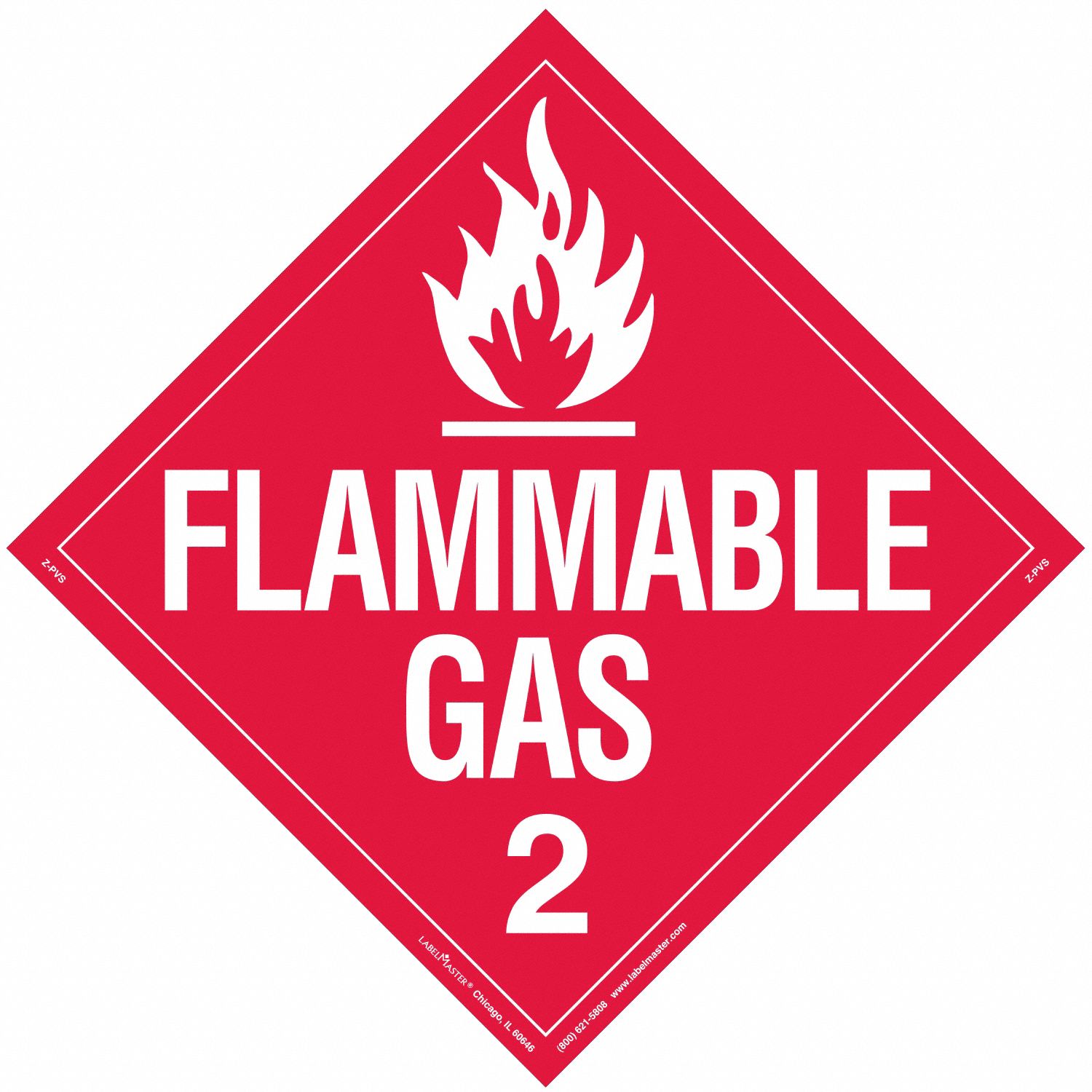 Flammable Gas Placard: Flammable Gas, 10 3/4 in x 10 3/4 in, 10 3/4 in Label Ht, 25 PK