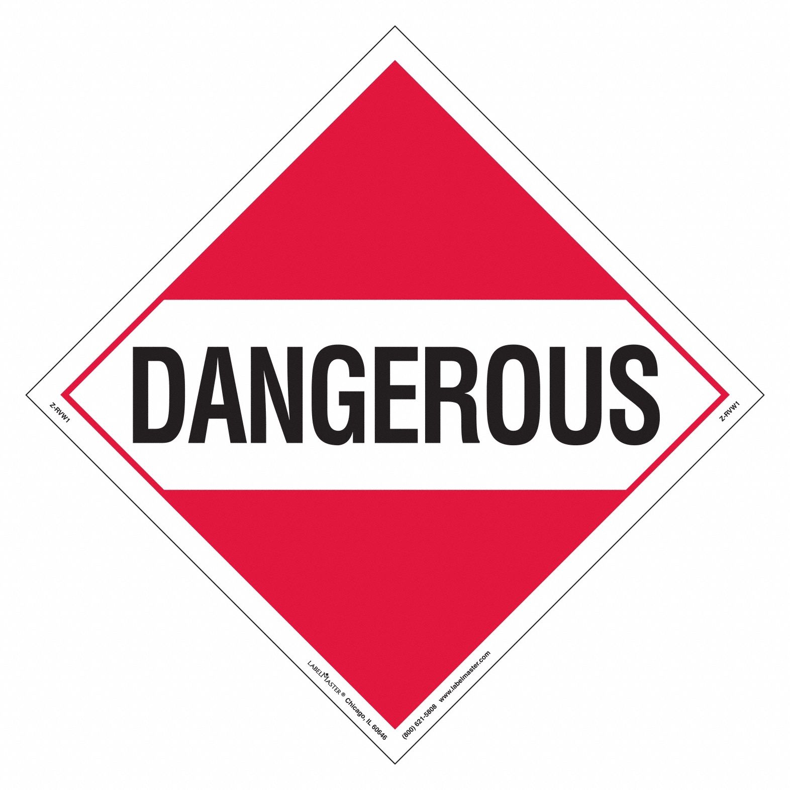 LABELMASTER, Dangerous, 10 3/4 in x 10 3/4 in, Dangerous Placard