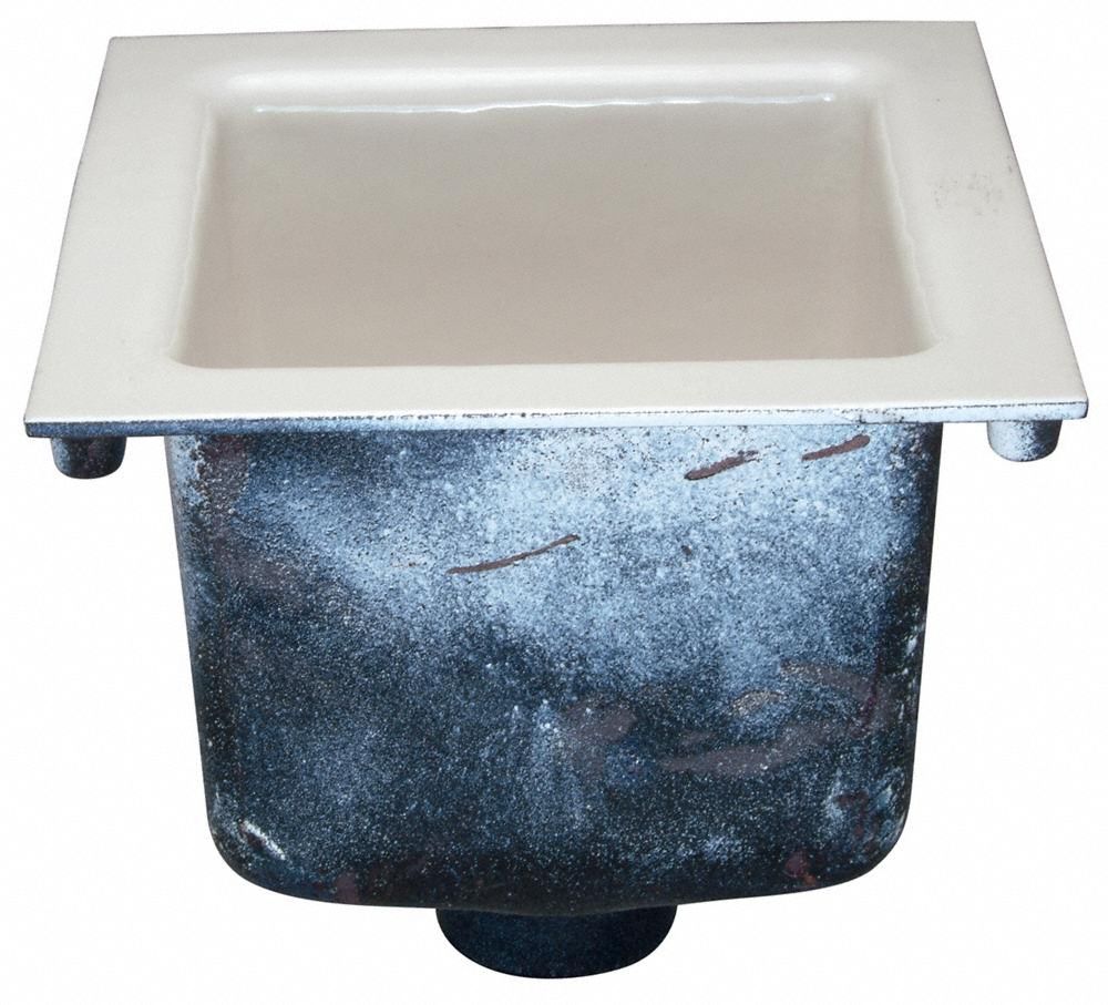 Floor Sink: 12 in Overall Wd, 8 in Sump Dp, 4 in Nominal Pipe Size, No Hub, Square, Cast Iron