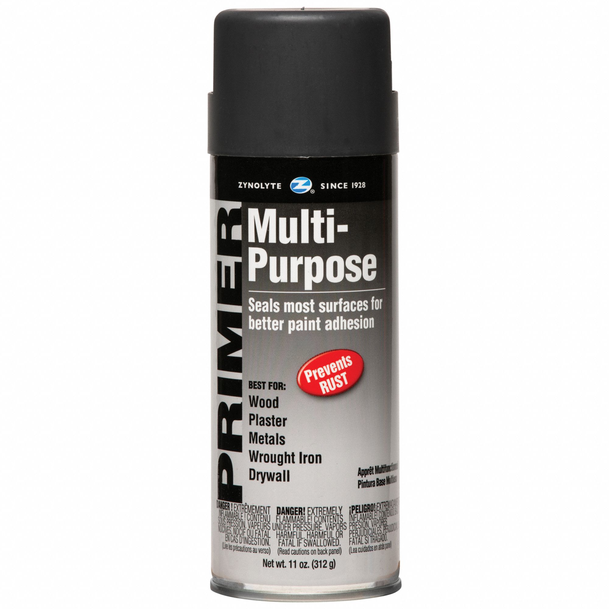Spray Primer: Gray, Flat, 11 oz Net Wt, 68 sq ft Coverage, 30 min Dry Time