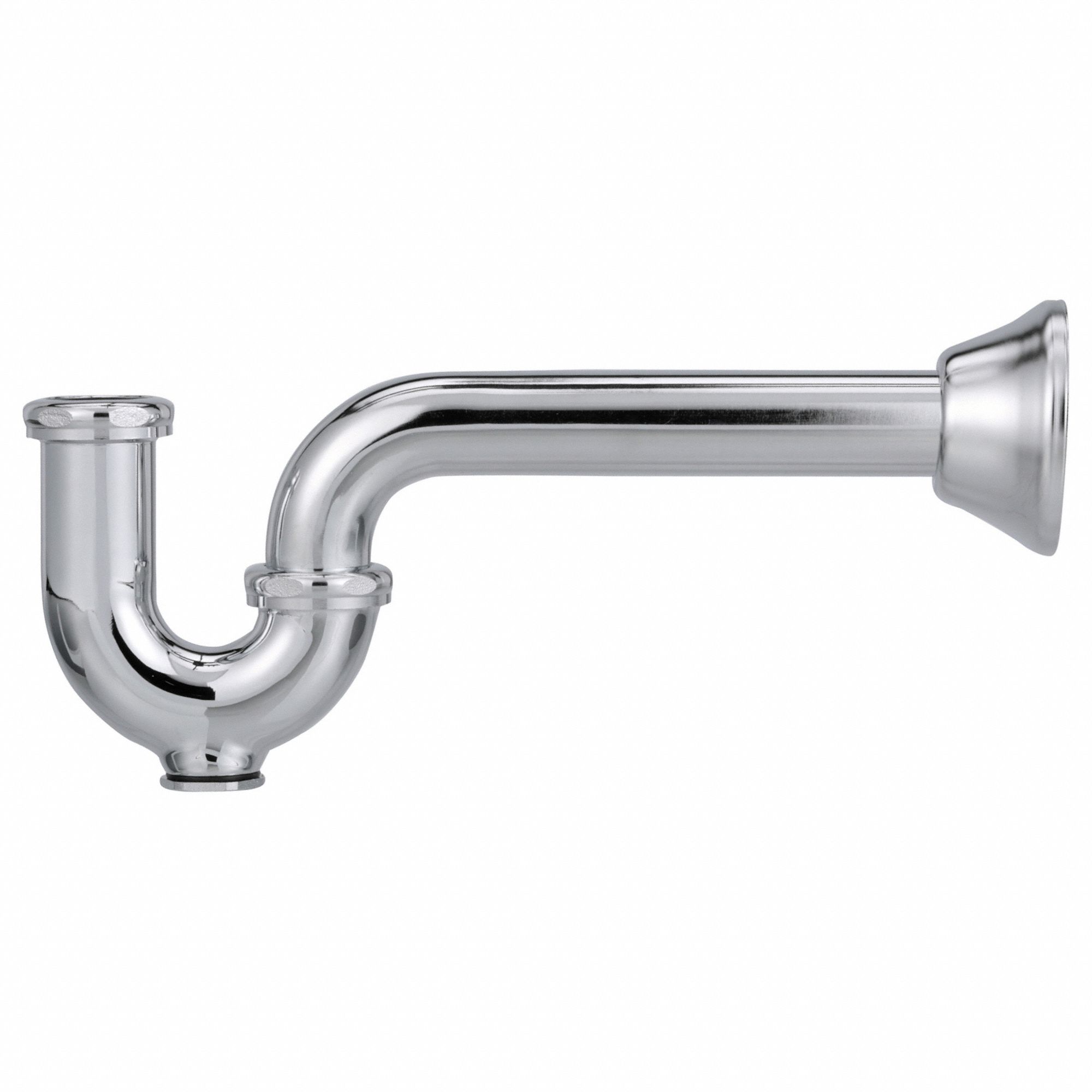 Trap: Cast Brass, Chrome, Silver, 1 1/4 in Nominal Pipe Size, 10 in Overall Lg, Compression