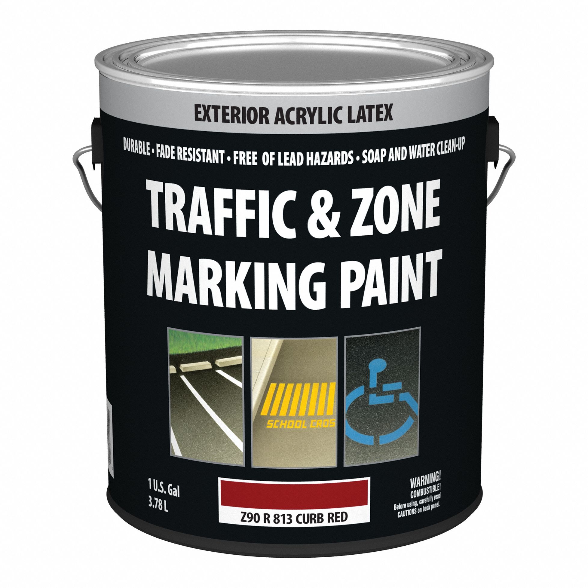 Marking Paint: Pour Paint Dispensing, Curb Red, 1 gal, 110 sq ft/ gal