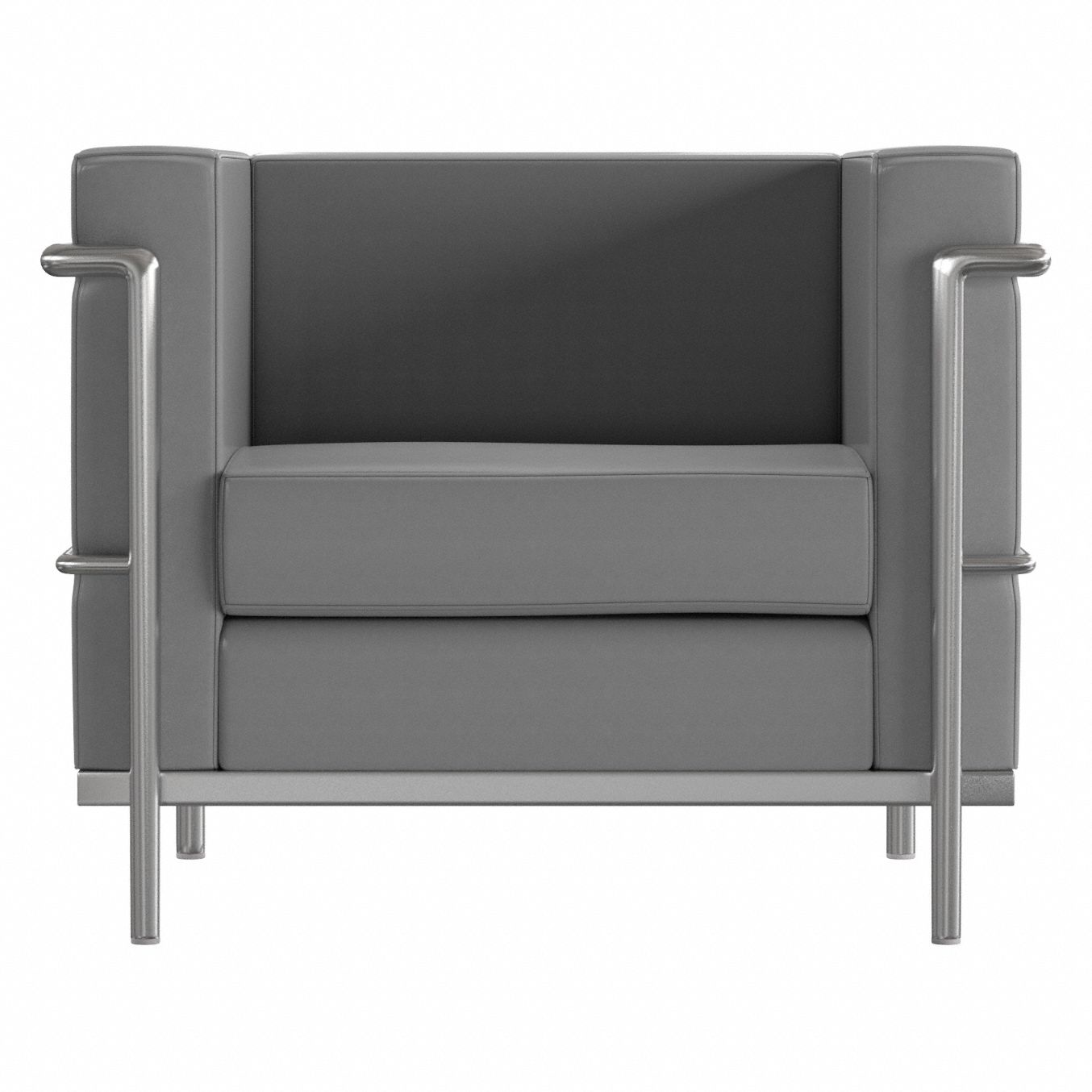 Frame Chair: Gray, Gray, 0 Casters/Glides, Taut Back and Seat/Track Arms