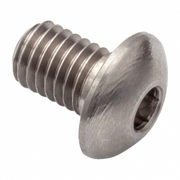 Socket Head Cap Screw: #5-44 Thread Size, 1/2 in Lg, Button, Plain, Stainless Steel, 18-8