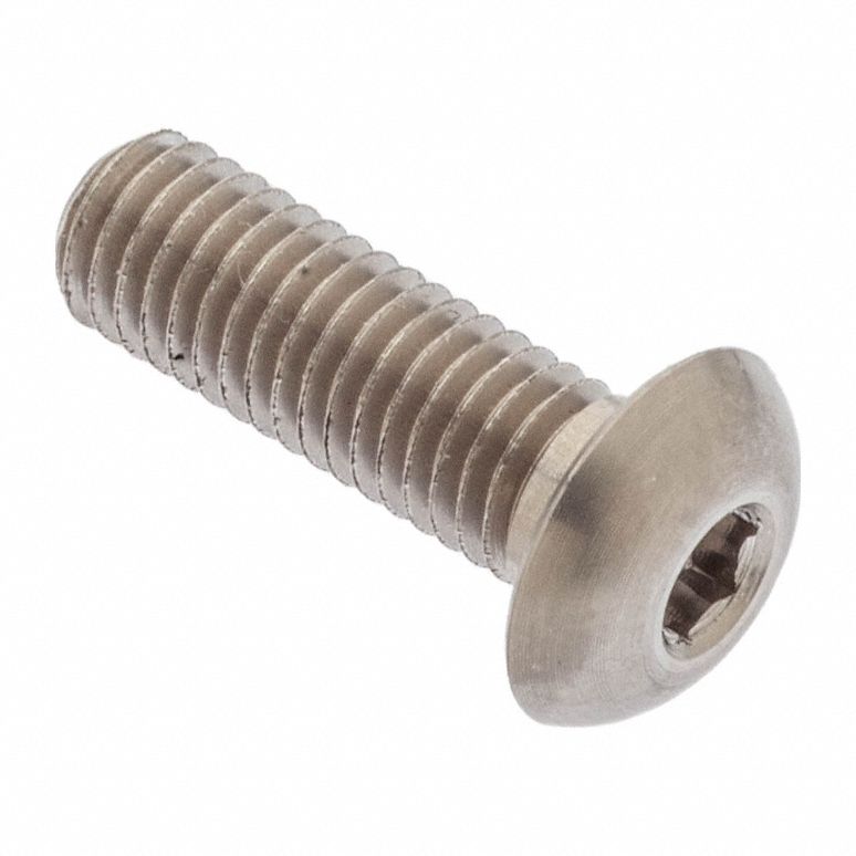 Socket Head Cap Screw: #8-40 Thread Size, 1/2 in Lg, Button, Plain, Stainless Steel, 18-8