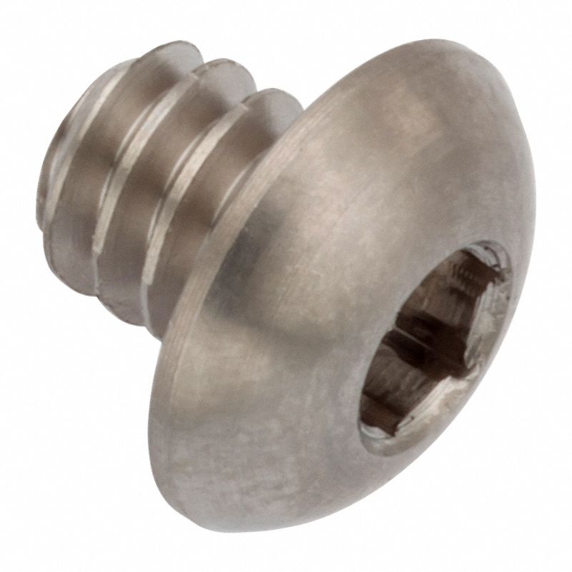 Socket Head Cap Screw: #10-24 Thread Size, 3/16 in Lg, Button, Plain, Stainless Steel, 18-8