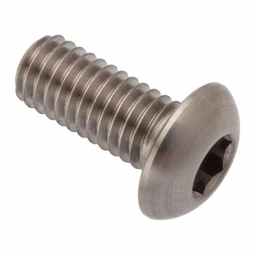 Socket Head Cap Screw: #12-28 Thread Size, 1/2 in Lg, Button, Plain, Stainless Steel, 18-8