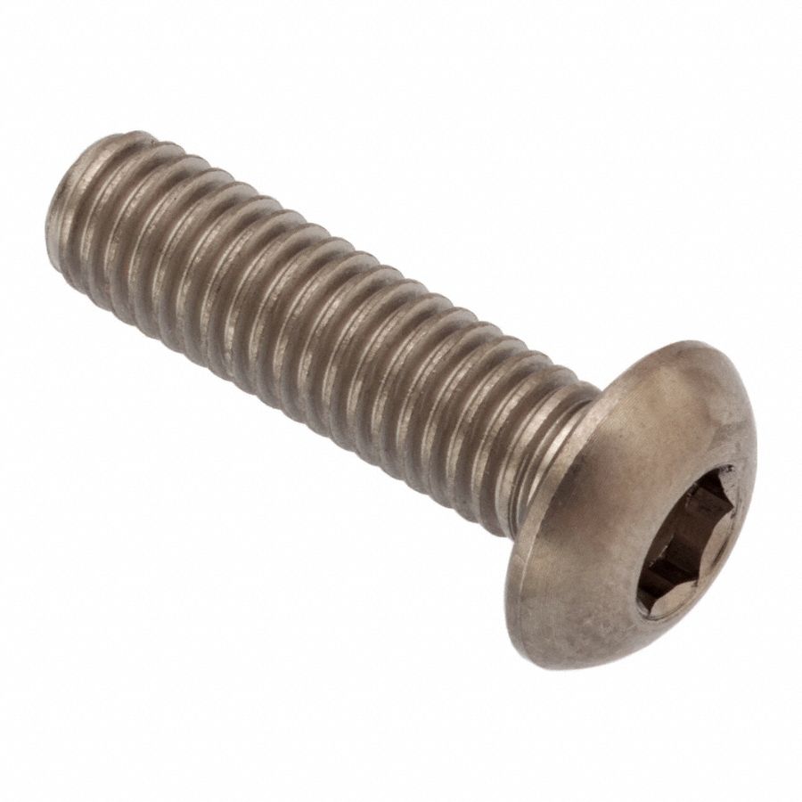 Socket Head Cap Screw: #12-28 Thread Size, 3/4 in Lg, Button, Plain, Stainless Steel, 18-8