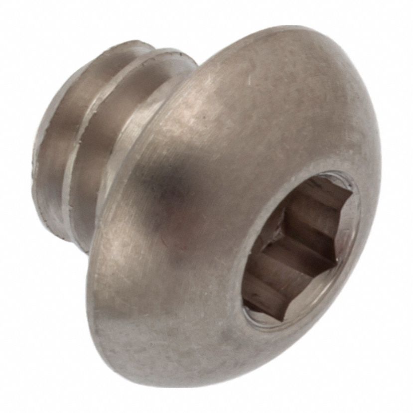 Socket Head Cap Screw: 1/4"-20 Thread Size, 3/16 in Lg, Button, Plain, Stainless Steel, 18-8