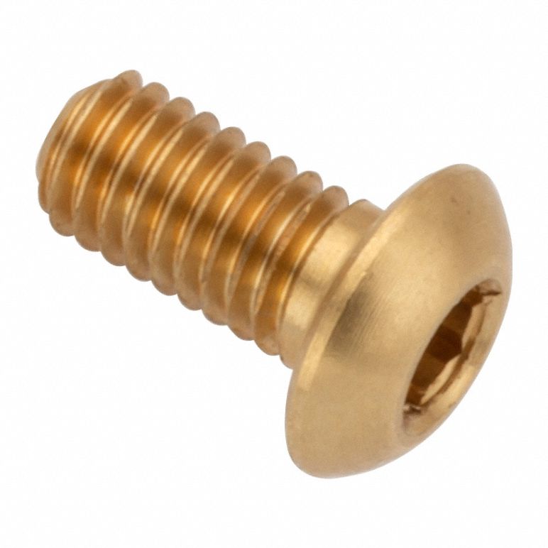 Socket Head Cap Screw: M3x0.50 Thread Size, 6 mm Lg, Button, Plain, Brass, 360, 1.65 mm Head Ht