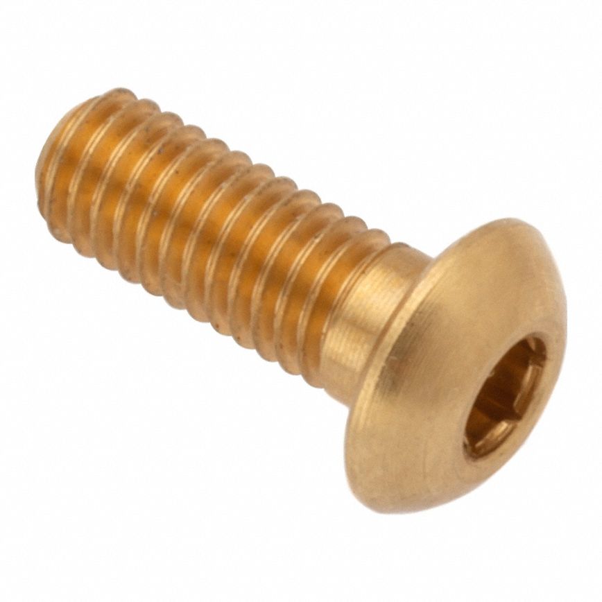 Socket Head Cap Screw: M3x0.50 Thread Size, 8 mm Lg, Button, Plain, Brass, 360, 1.65 mm Head Ht