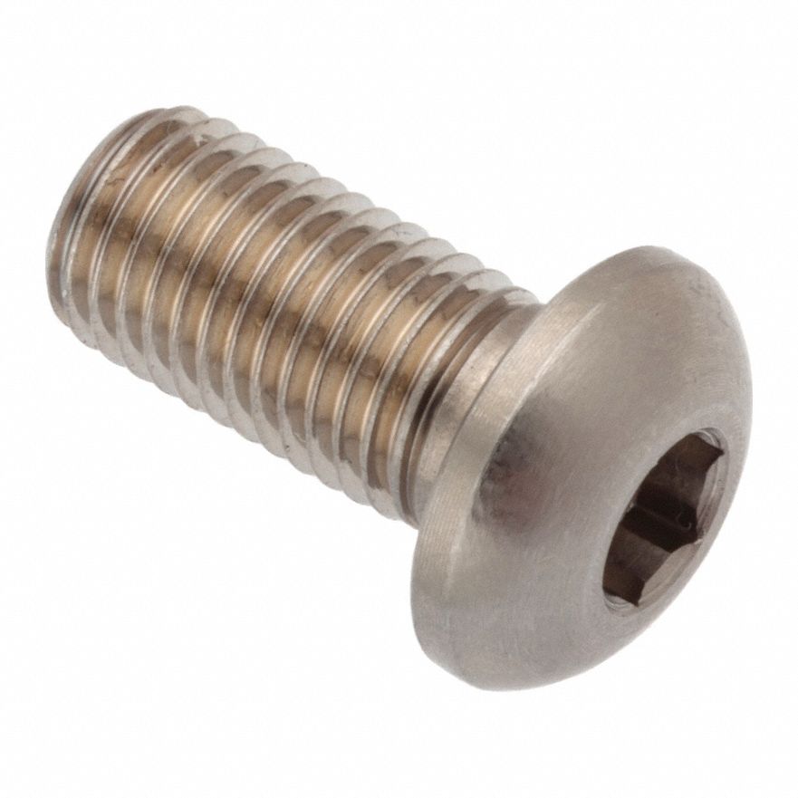Socket Head Cap Screw: 1/4"-32 Thread Size, 1/2 in Lg, Button, Plain, Stainless Steel, 18-8