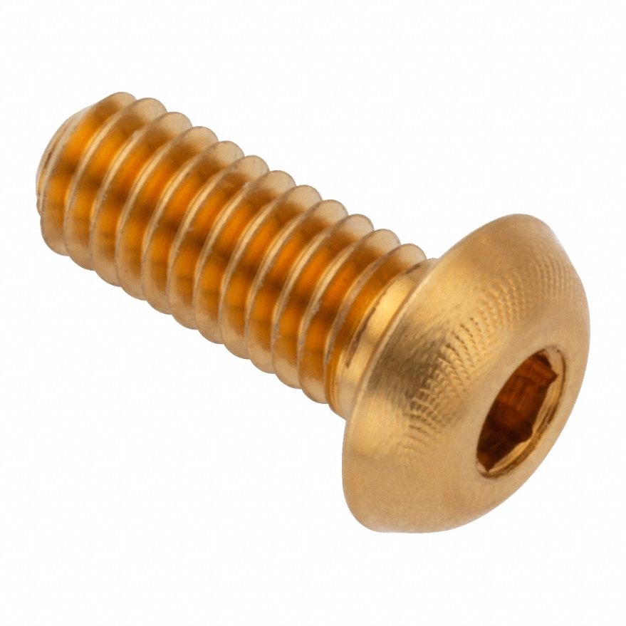 Socket Head Cap Screw: M4x0.70 Thread Size, 10 mm Lg, Button, Plain, Brass, 360, 2.2 mm Head Ht