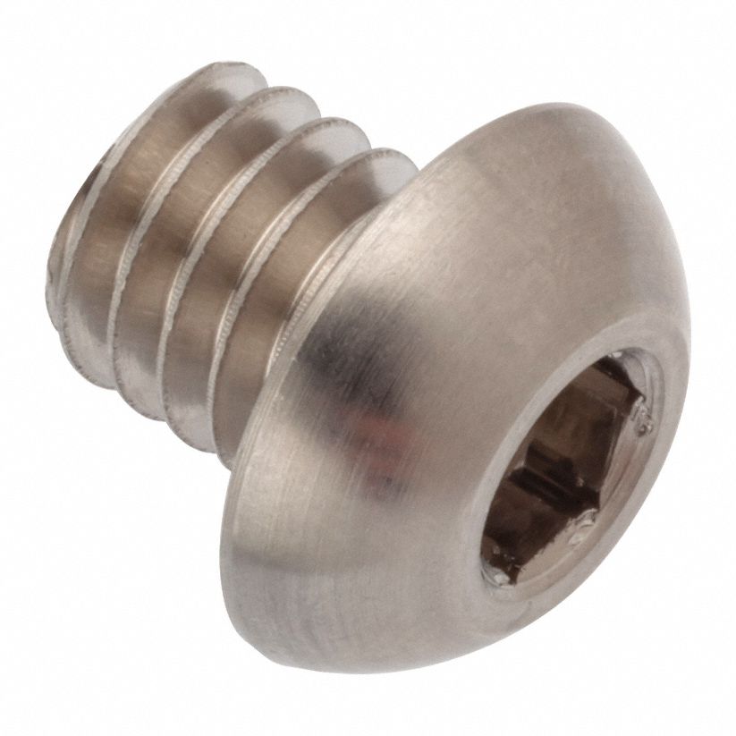 Socket Head Cap Screw: 5/16"-18 Thread Size, 5/16 in Lg, Button, Plain, Stainless Steel, 18-8