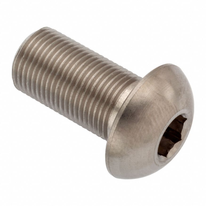 Socket Head Cap Screw: 3/8"-32 Thread Size, 3/4 in Lg, Button, Plain, Stainless Steel, 18-8