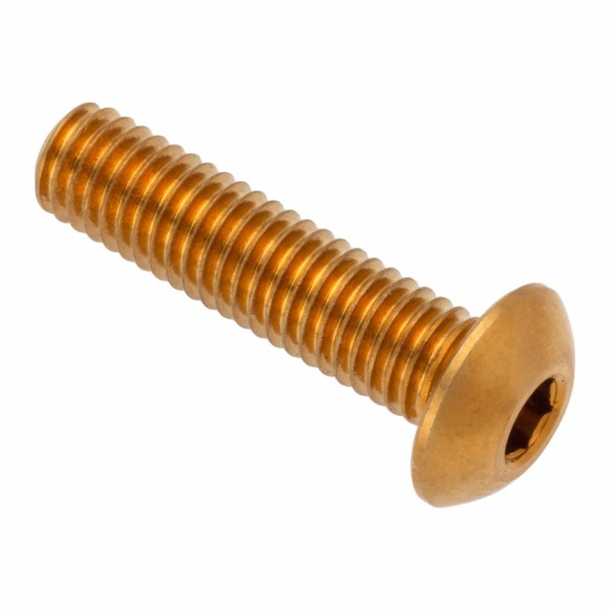 Socket Head Cap Screw: M5x0.80 Thread Size, 20 mm Lg, Button, Plain, Brass, 360, 2.75 mm Head Ht