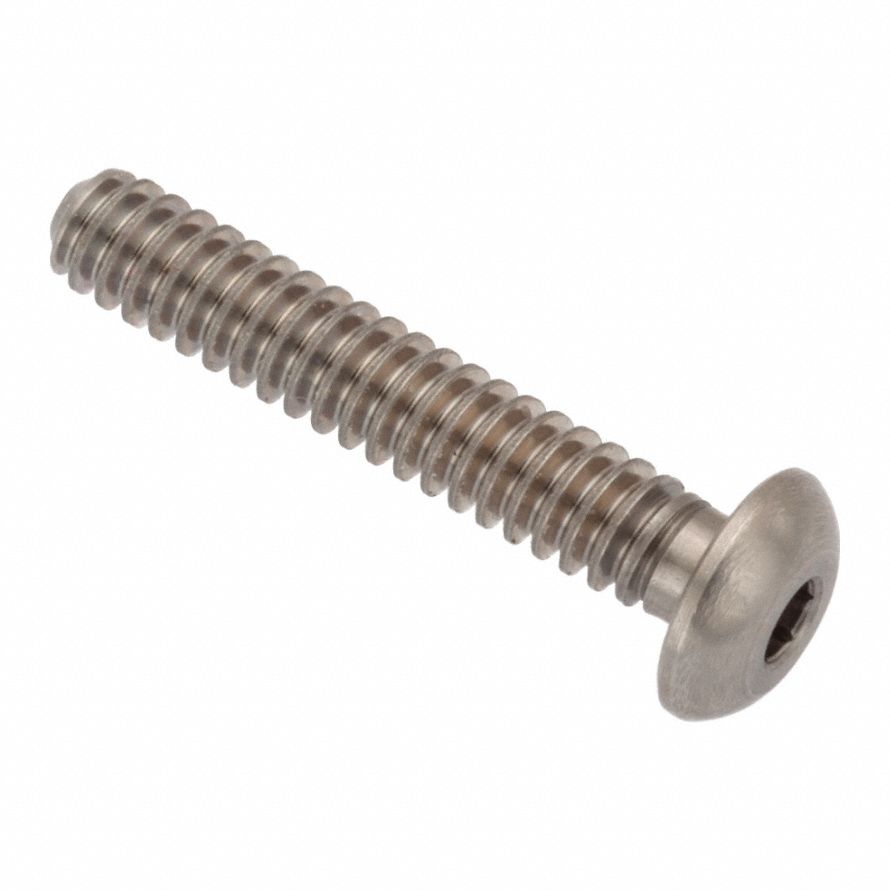 Machine Screw: #6-32 Thread Size, 3/4 in Lg, Stainless Steel, Plain, Button, Internal Hex