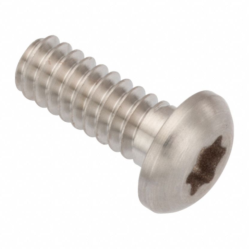 Machine Screw: #10-24 Thread Size, 1/2 in Lg, Stainless Steel, Plain, Button, Torx®/Star