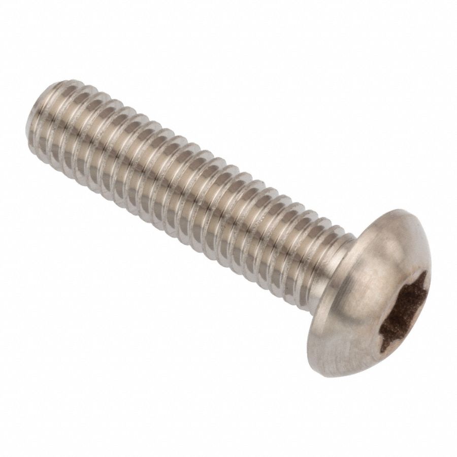Machine Screw: #10-32 Thread Size, 3/4 in Lg, Stainless Steel, Plain, Button, Torx®/Star