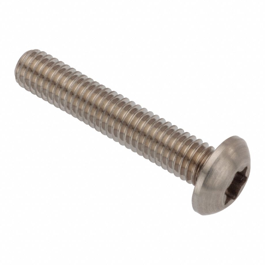Machine Screw: #10-32 Thread Size, 1 in Lg, Stainless Steel, Plain, Button, Torx®/Star